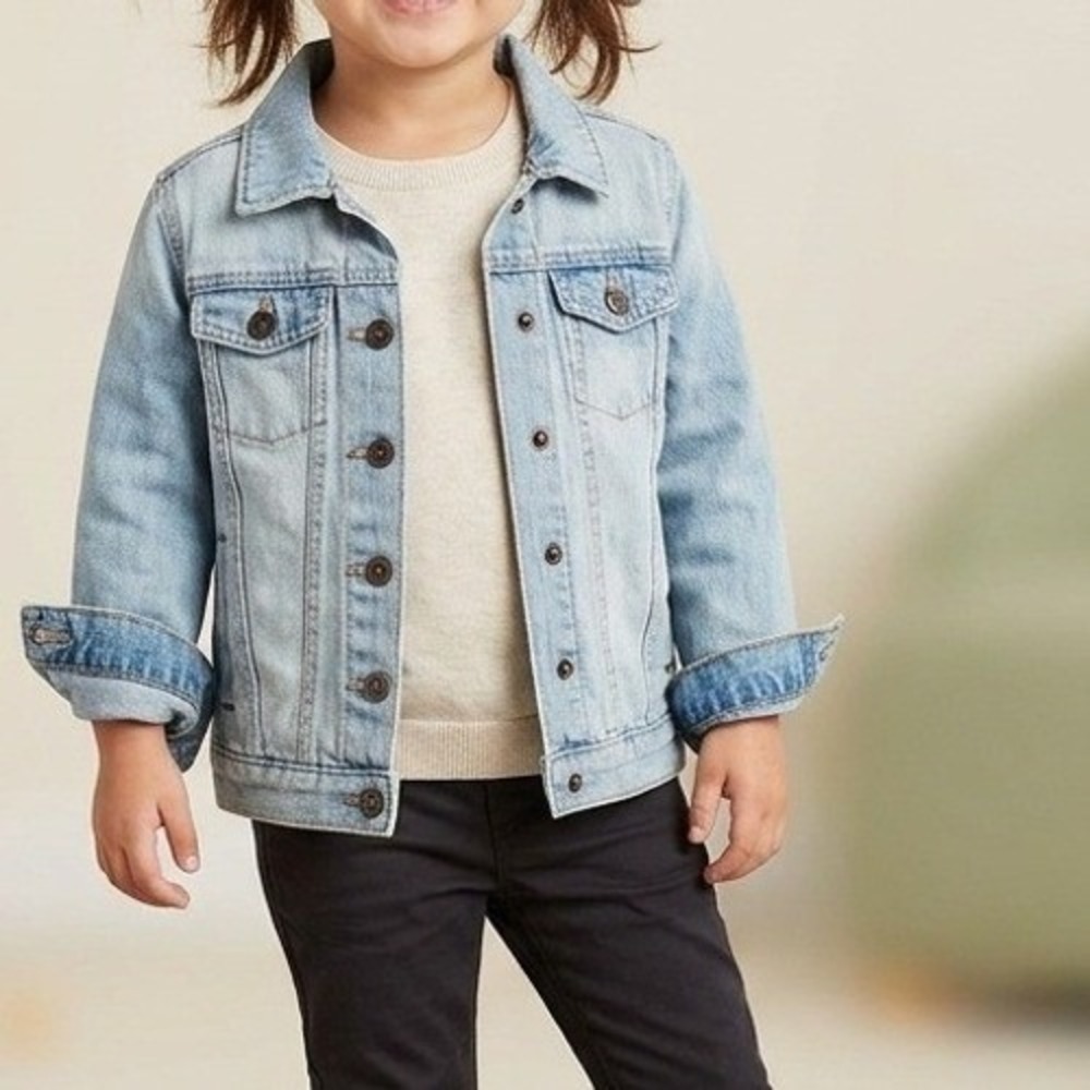 OshKosh Denim Jacket Kids Sz 7 Light Wash Classic Casual Layeri timeless outwear